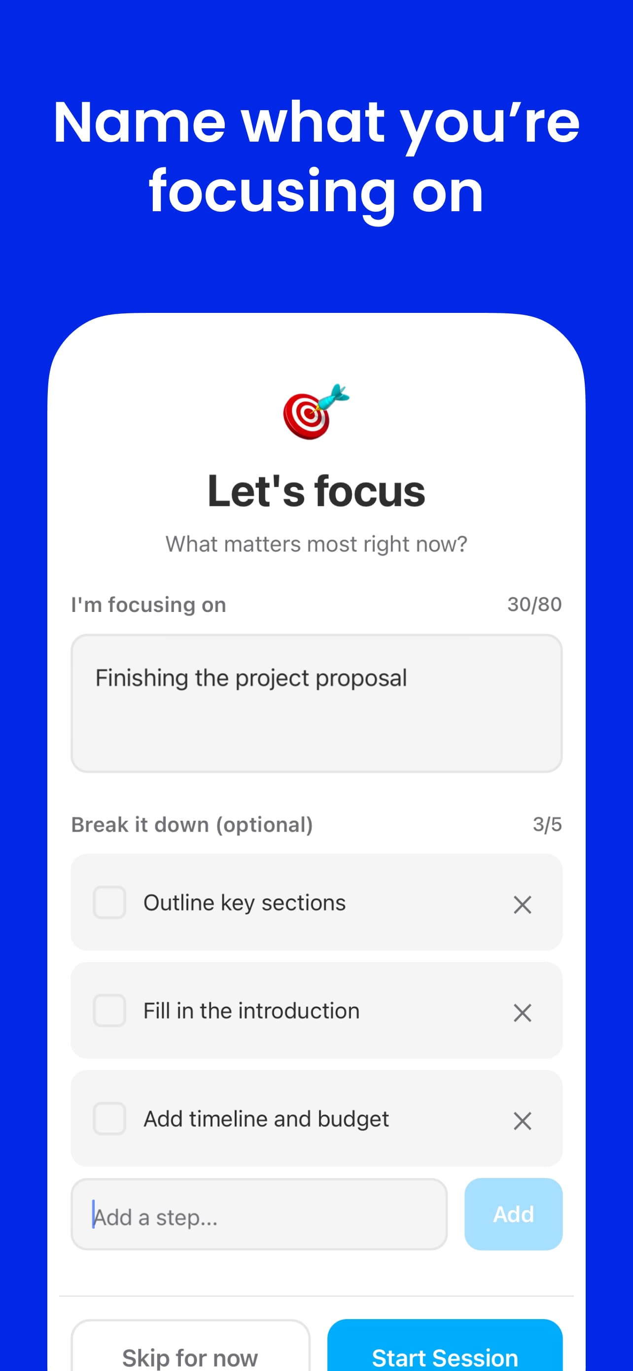 Name what you're focusing on to reduce pre-session cognitive friction